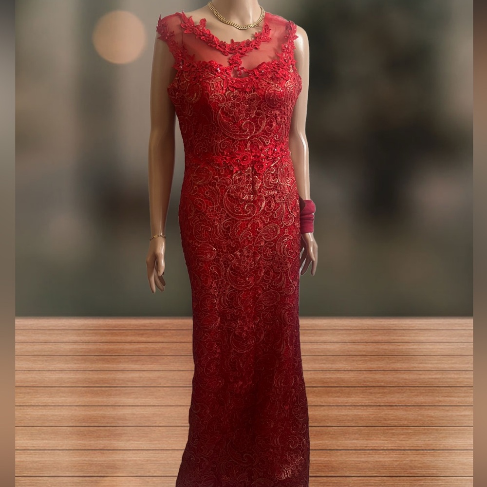 Elegant Red Lace Dress
